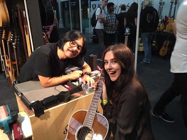 Holly Henderson with Takamine designer Makoto